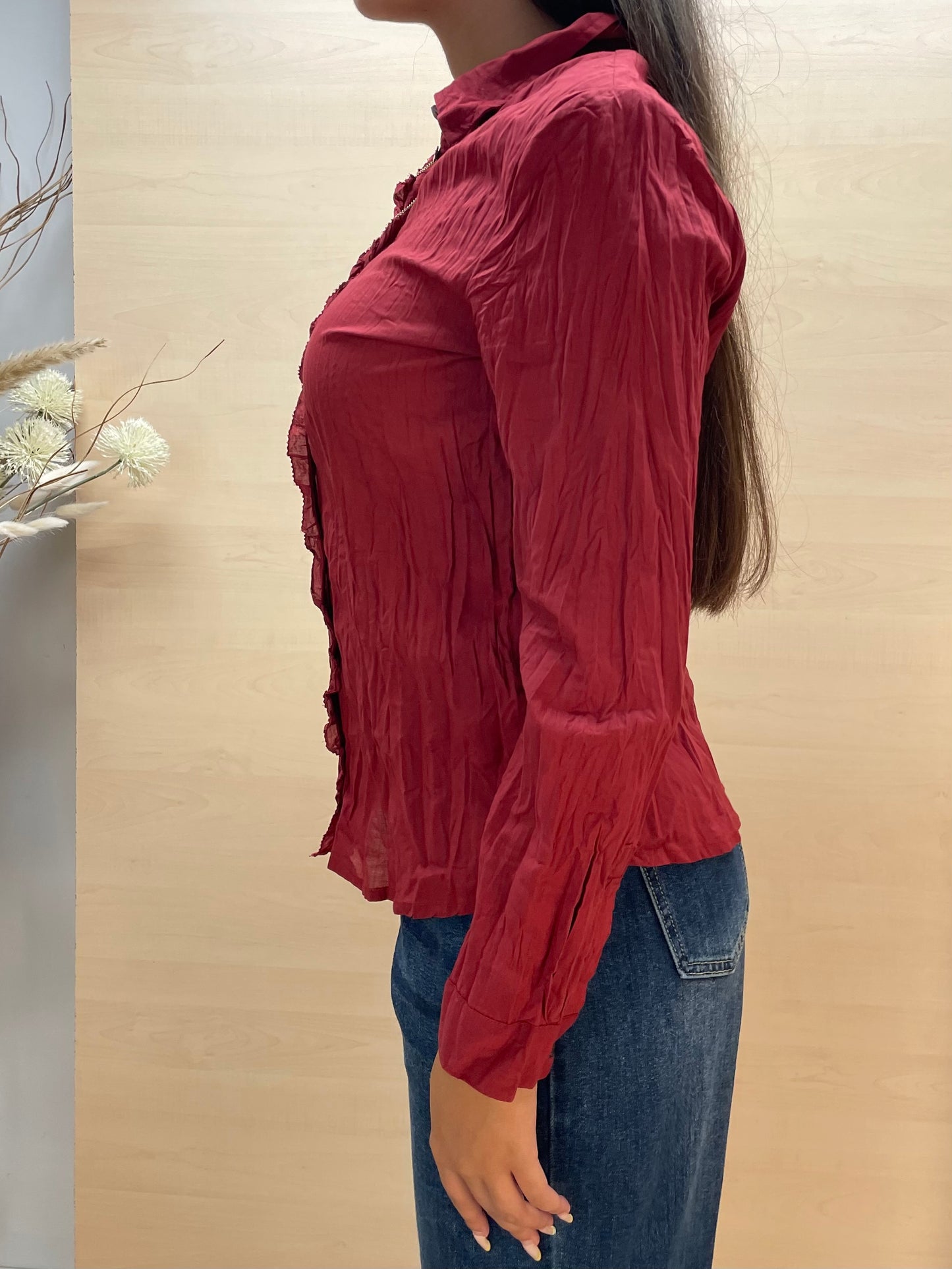 Camicia rossa tinta unita - in cotone bio