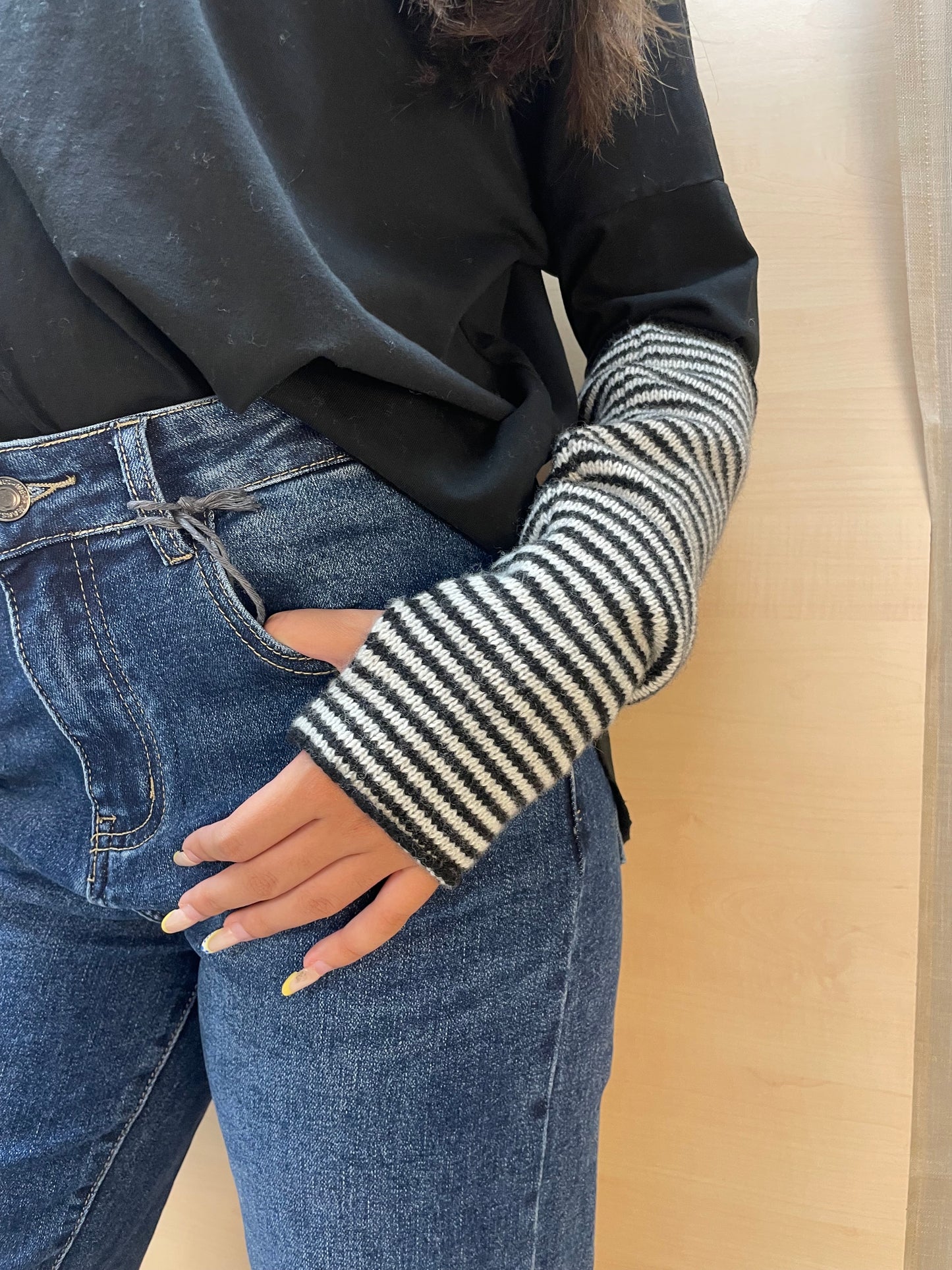 Manicotti a righe - in misto cashmere