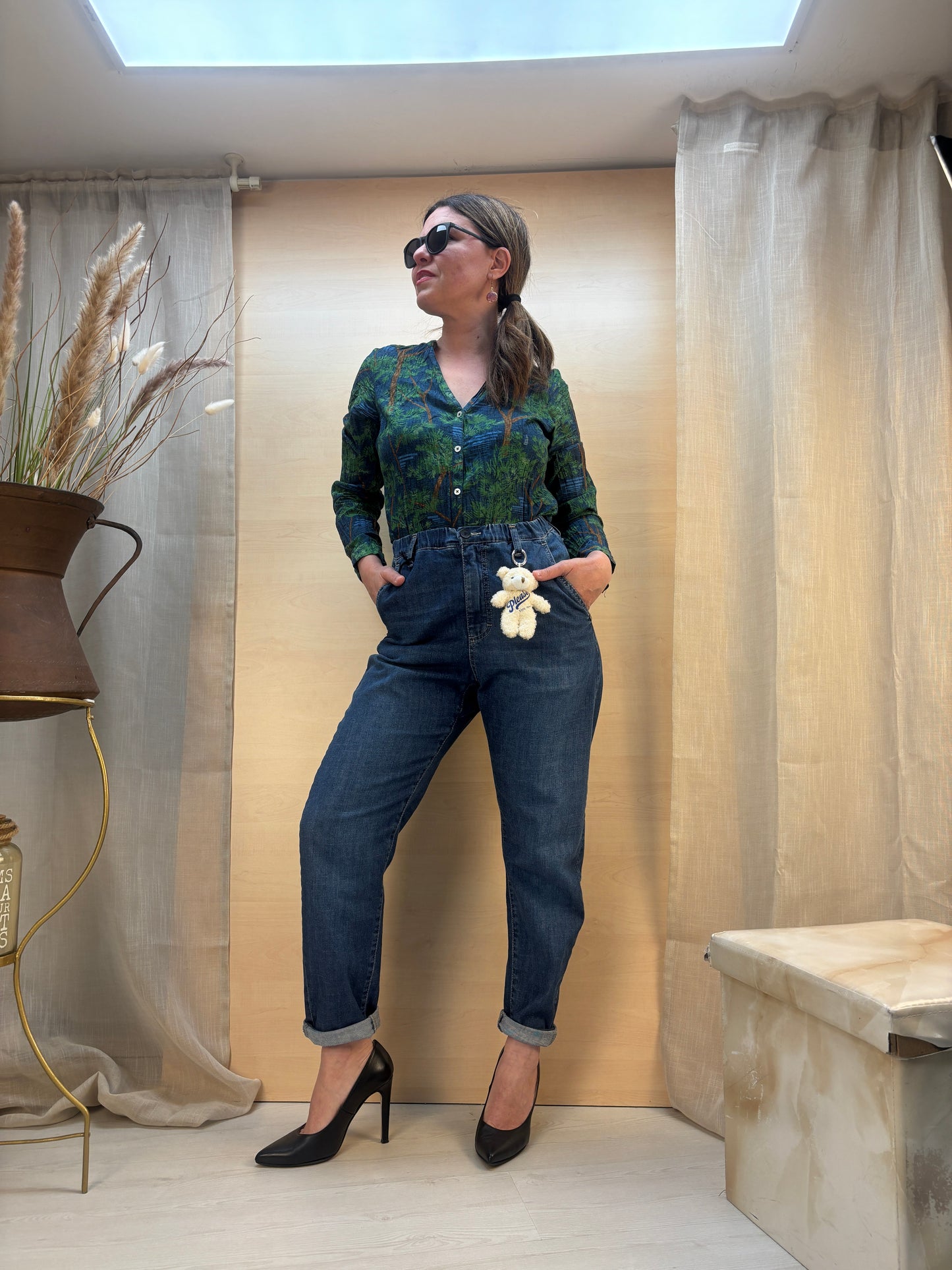 Jeans chino blu denim carrot fit - Please