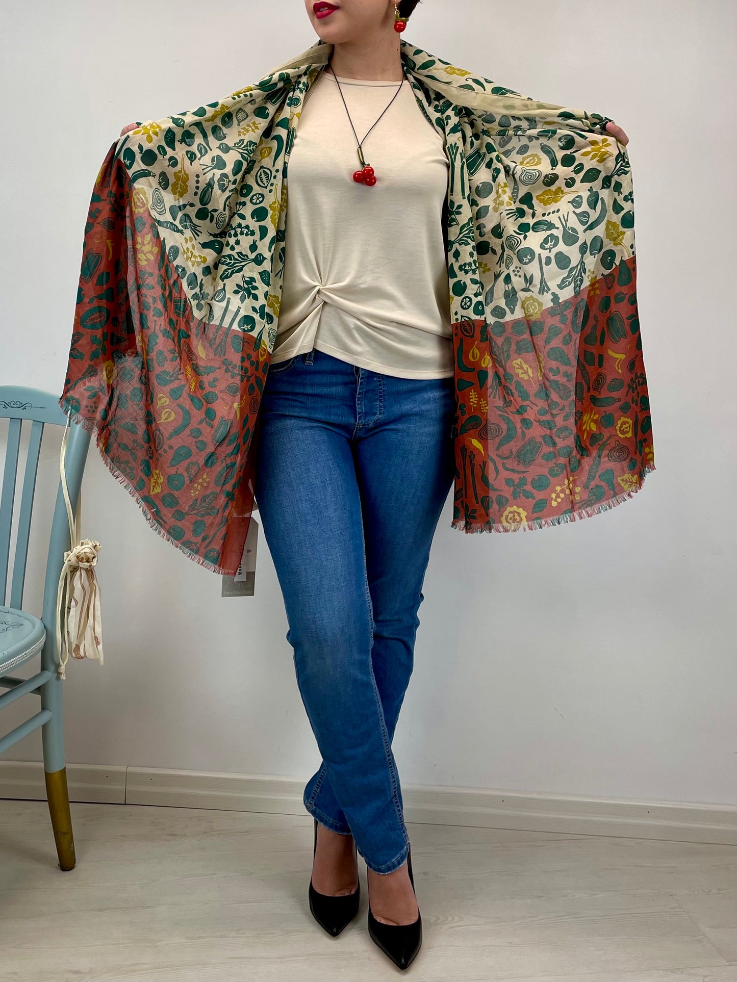 Foulard stampa botanica in cotone bio