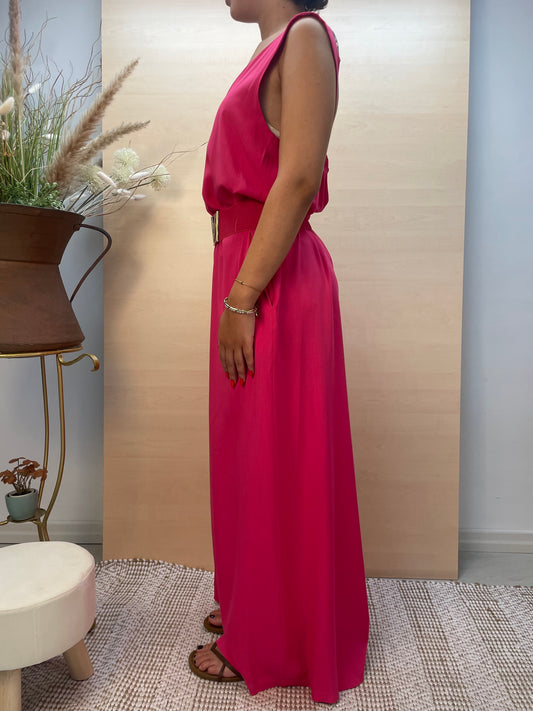 Tuta effetto lino - fucsia