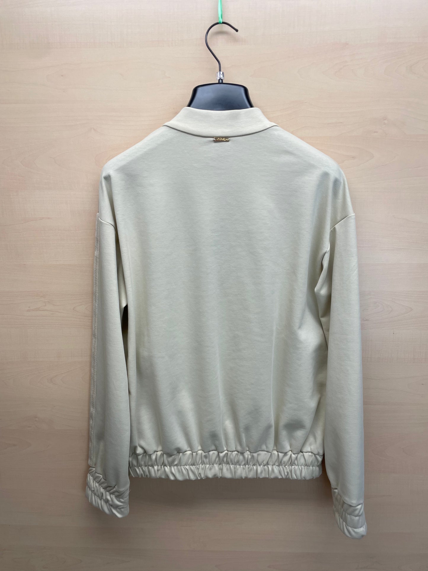 Felpa con zip e lurex - in poliestere GRS e viscosa col. Burro