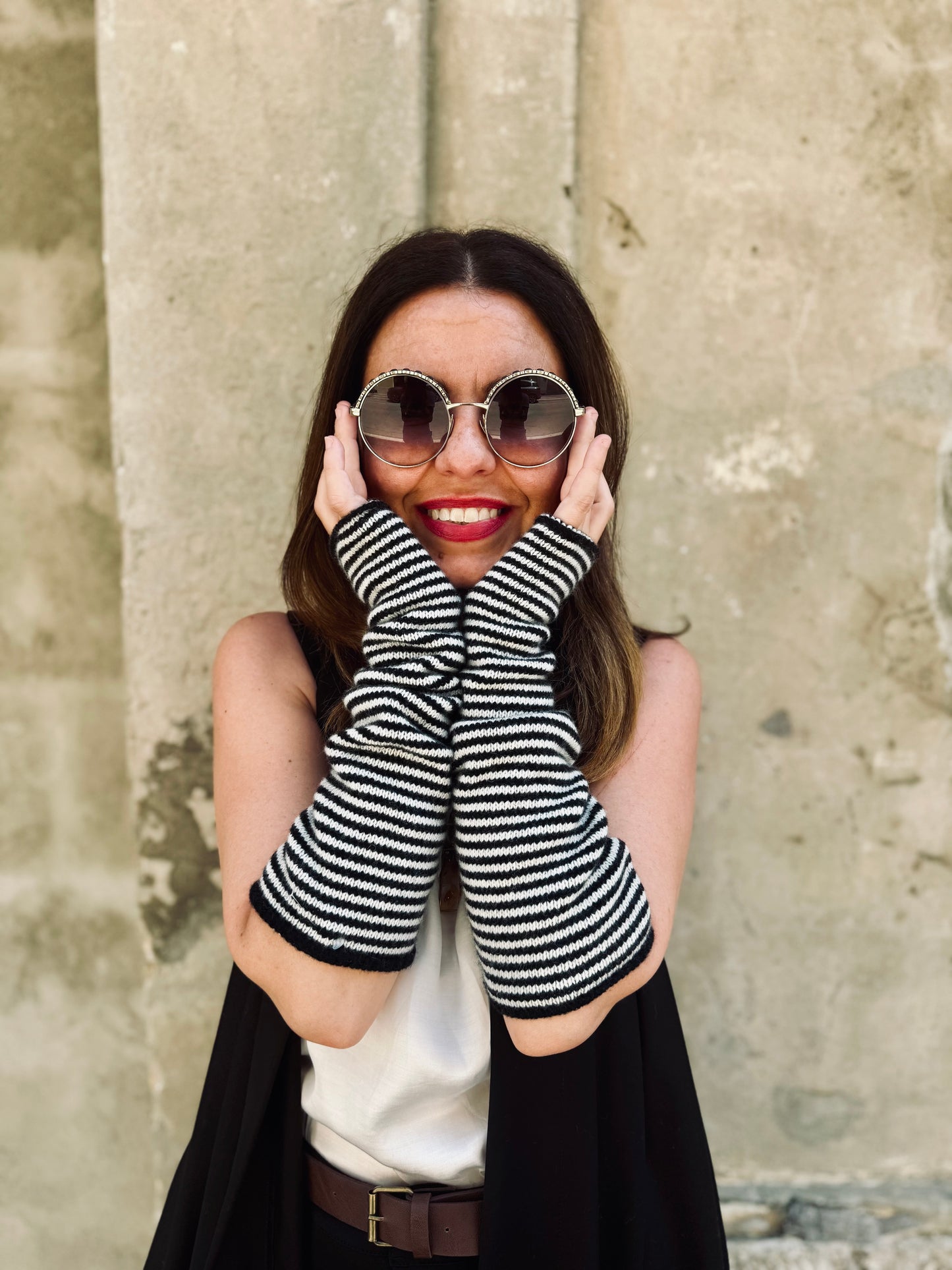 Manicotti a righe - in misto cashmere