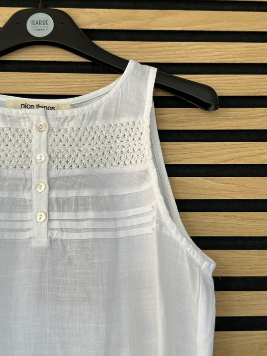 Canotta bianca con bottoni - in cotone