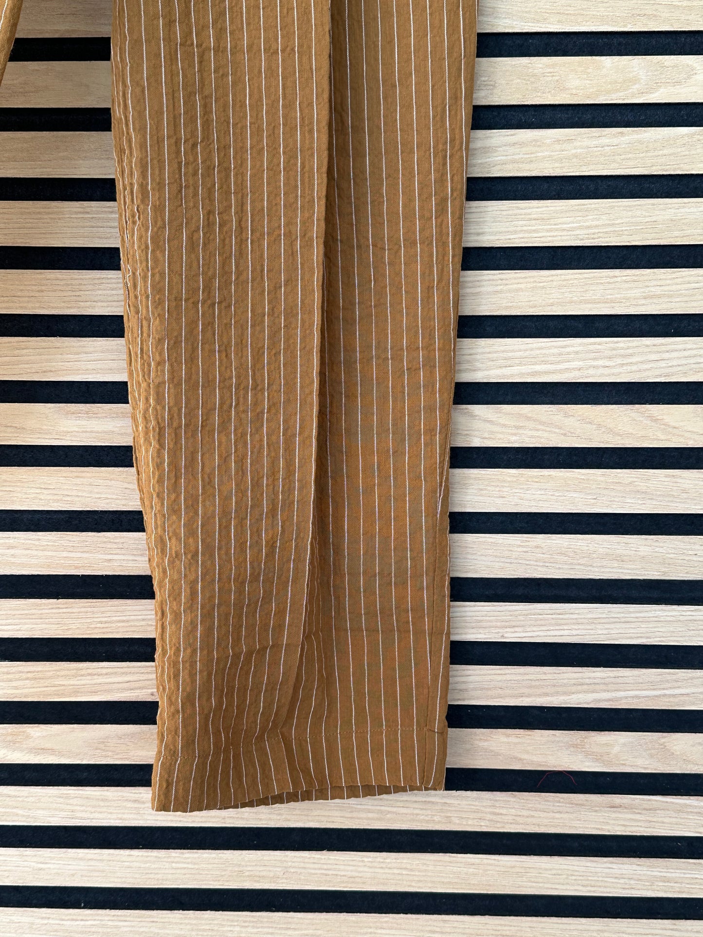 Pantalone a righe senape