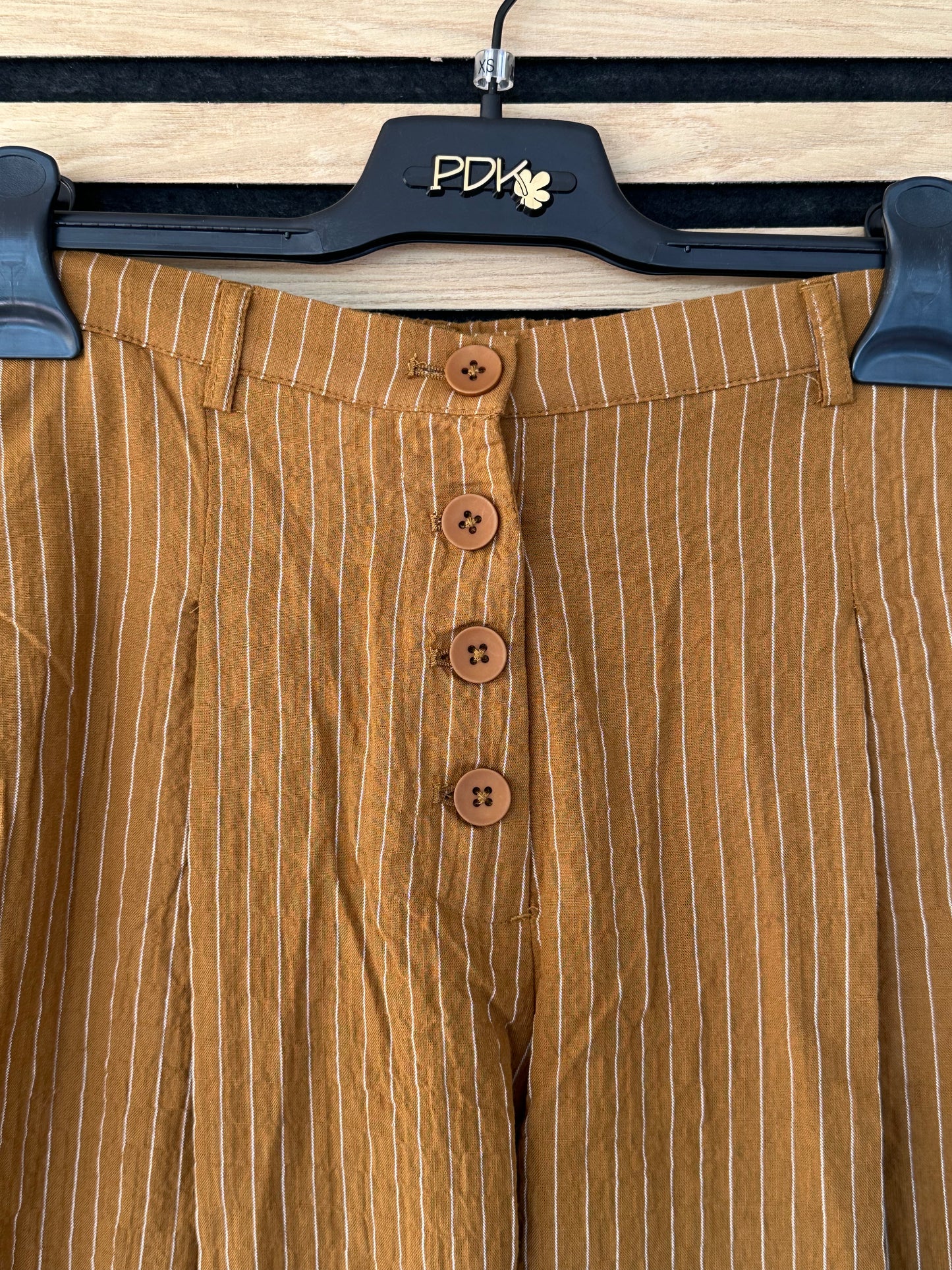 Pantalone a righe senape