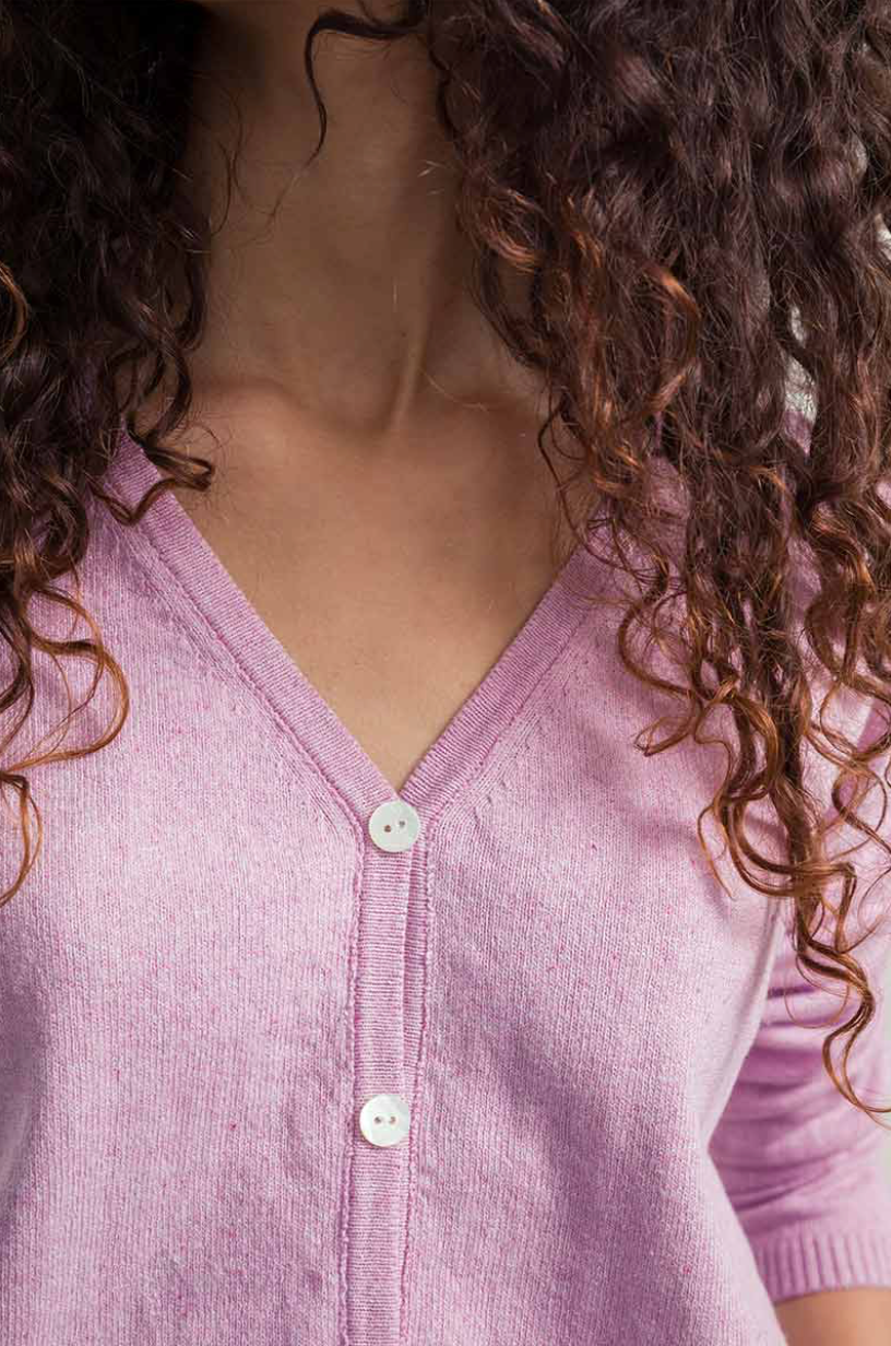 Lucia Cardigan cotone rigenerato - Rosa Magnolia