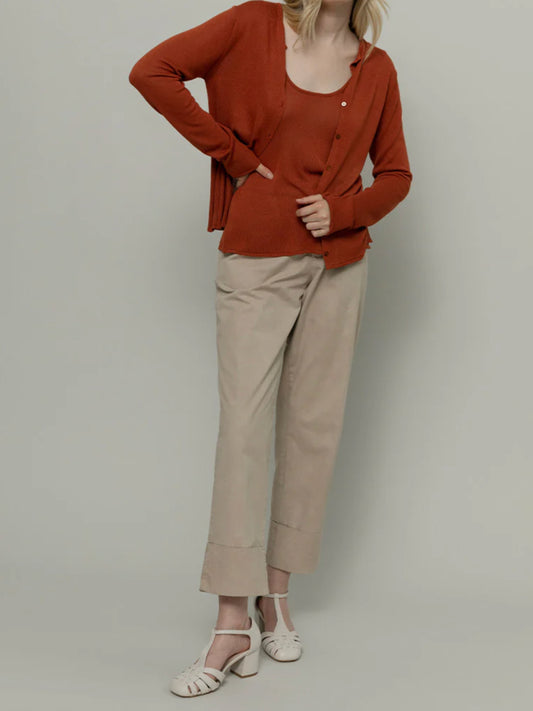 Vanessa Cardigan viscosa - Marrone Terracotta
