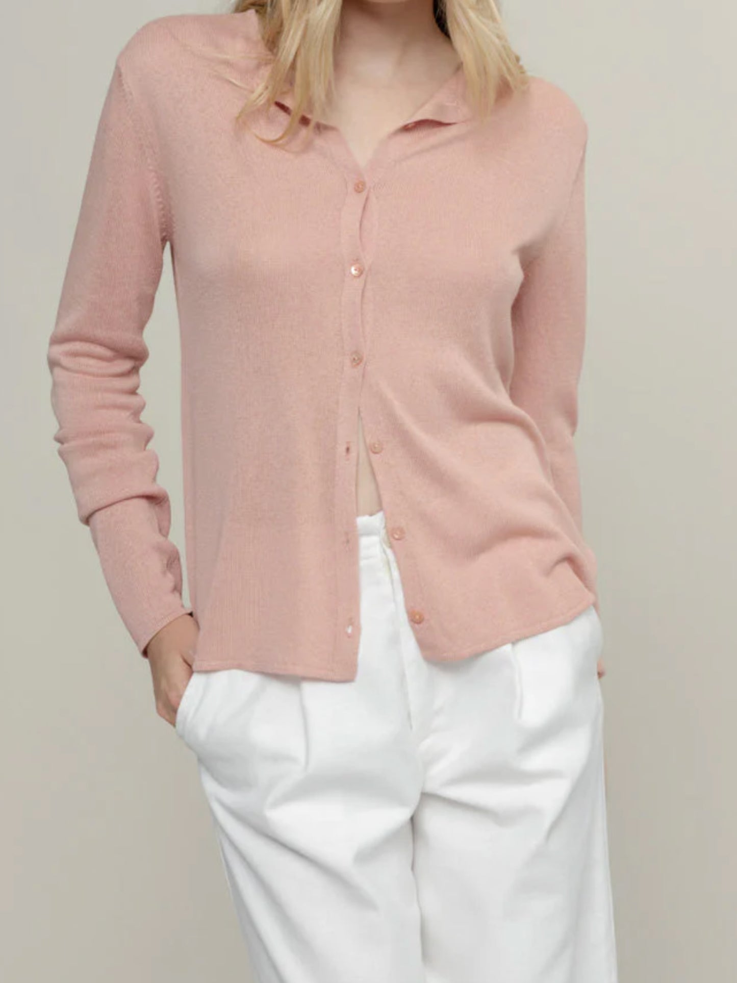 Vanessa Cardigan viscosa - Rosa Quarzo