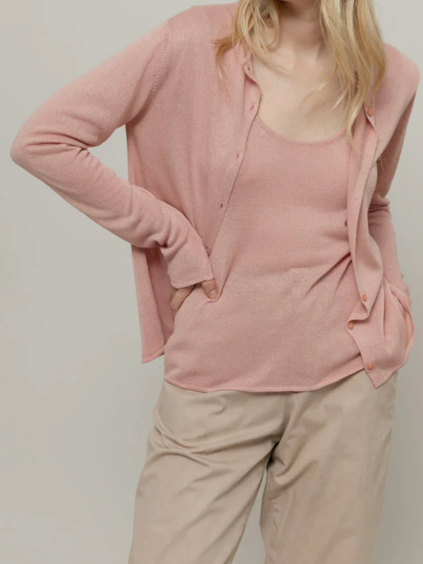 Vanessa Cardigan viscosa - Rosa Quarzo