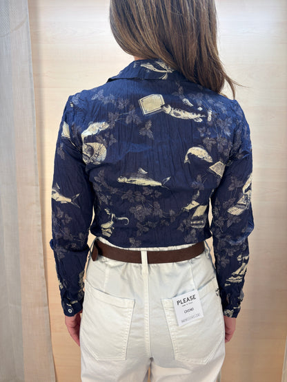 Camicia fantasia a temporale - cotone bio