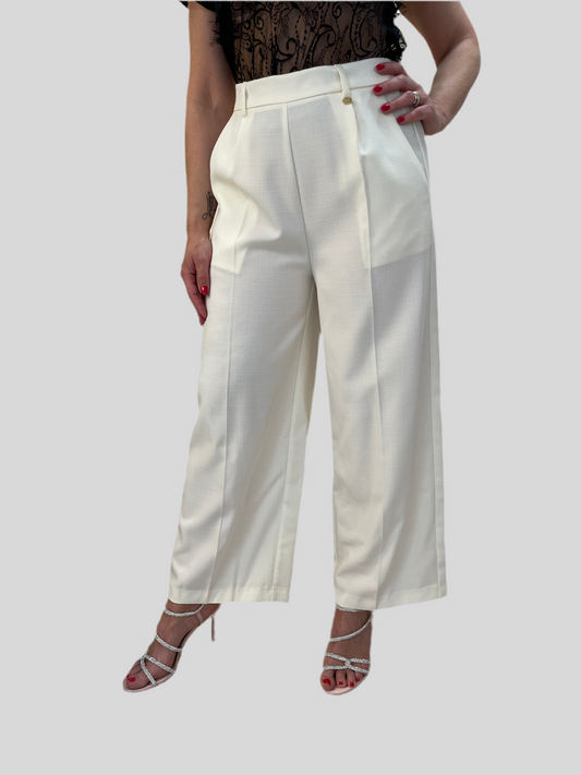 Pantalone a gamba ampia Vaniglia