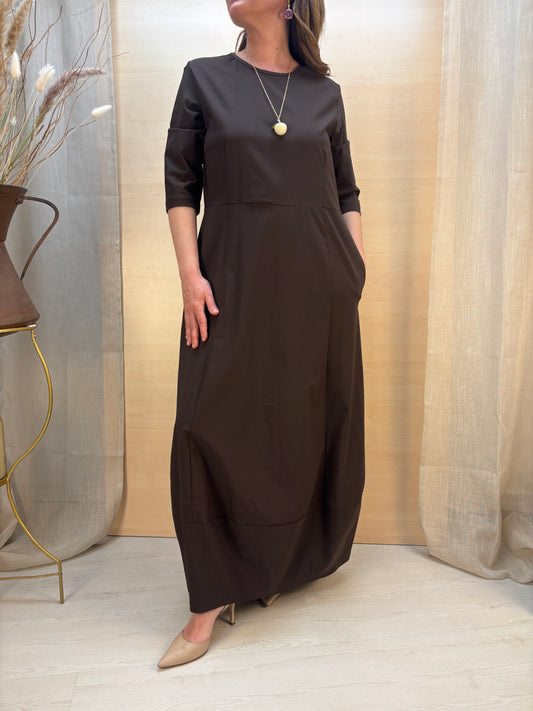 Abito in bengalina cioccolato -Karma- Made in Italy