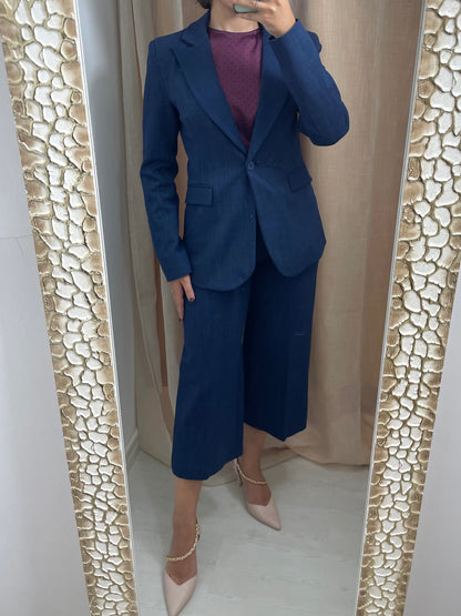 Pantalone a palazzo effetto denim - in viscosa