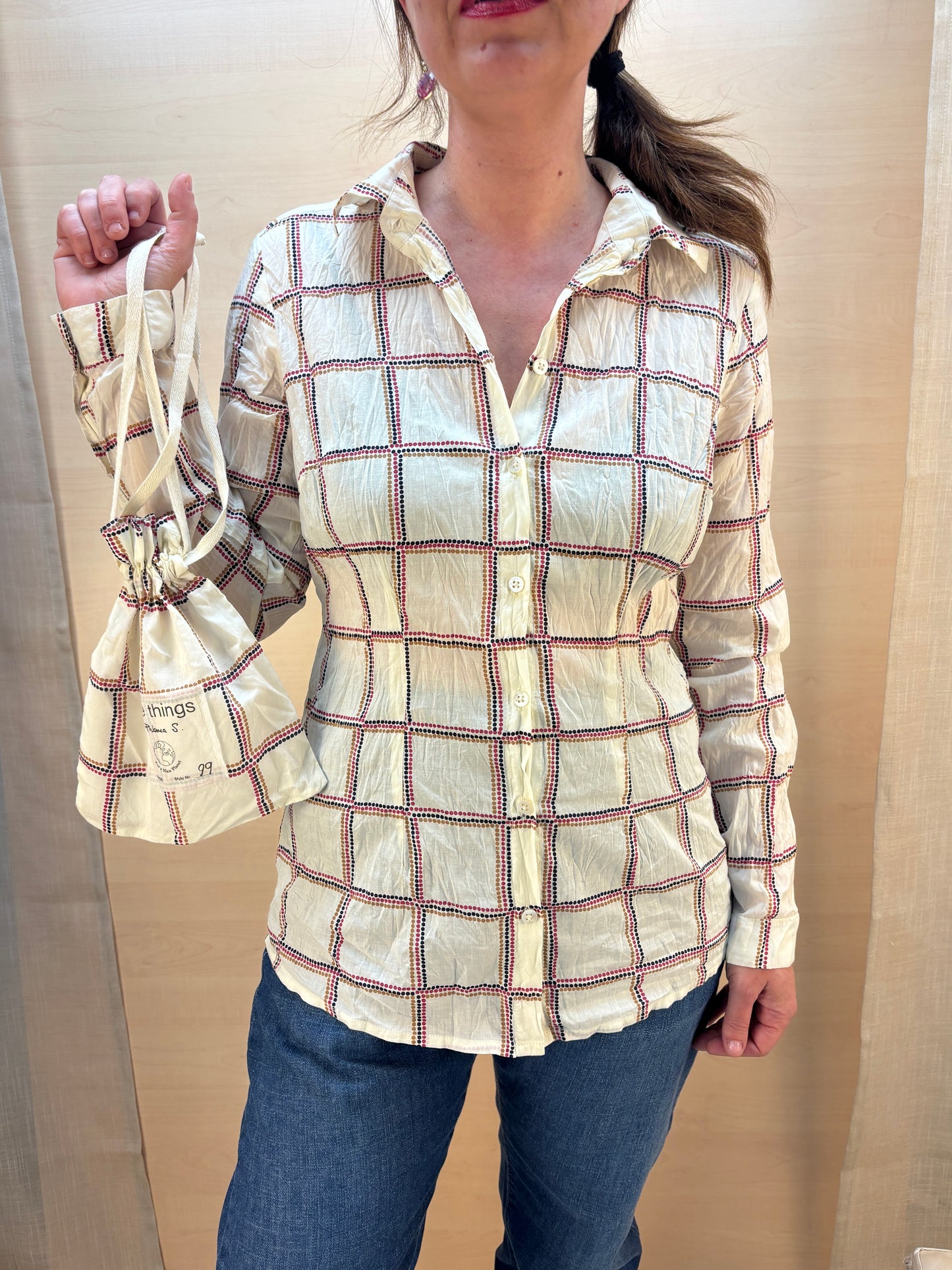 Camicia no stiro fantasia quadri - cotone bio