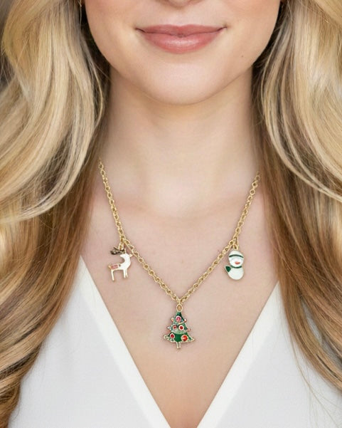 Collana albero Natale, Pinguino, renna Handmade – (pezzo unico)