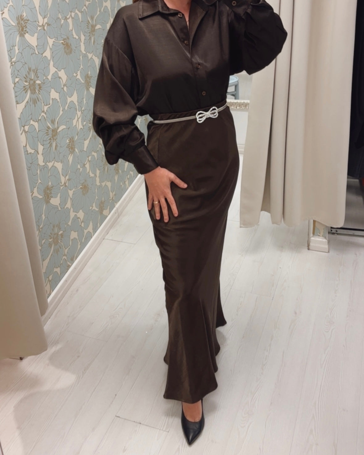 Gonna Midi sirena cangiante - Moka