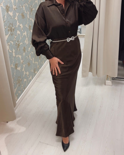 Gonna Midi sirena cangiante - Moka