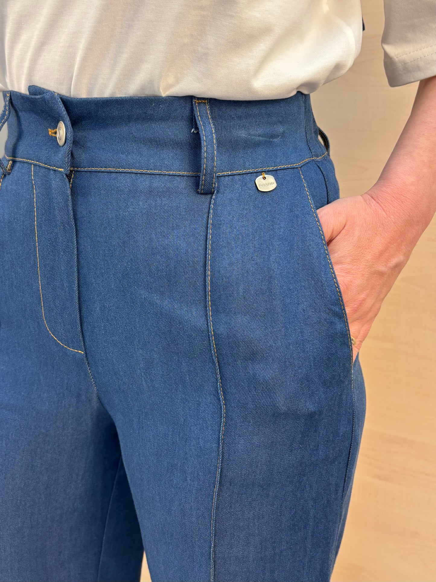 Pantalone Palazzo Donna PHARD in Chambray – Blu Denim Medio