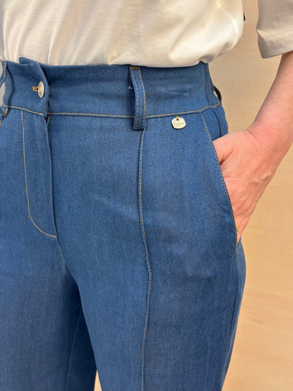 Pantalone Palazzo Donna PHARD in Chambray – Blu Denim Medio