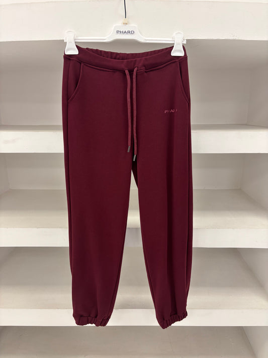 Pantalone tuta in felpa color amarone