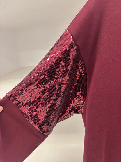 Felpa amarone con paillettes