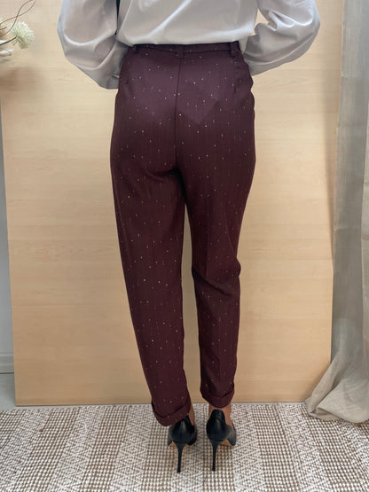 Pantalone a sigaretta con dettagli dorati - color Amarone