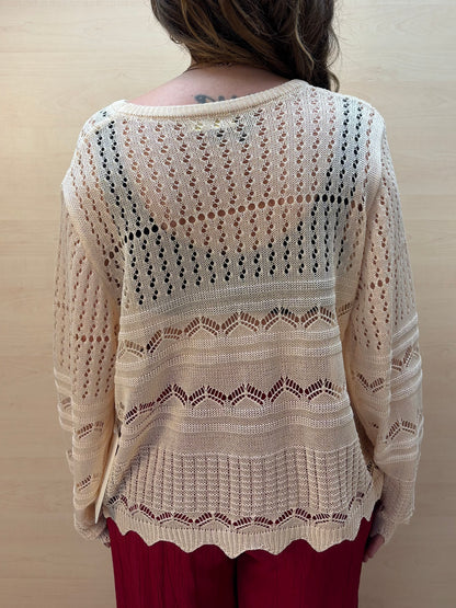 Maglia in pizzo fluido beige - in viscosa