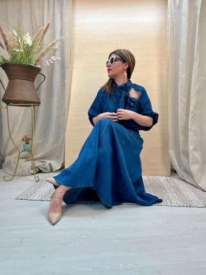 Gonna lunga in chambre denim