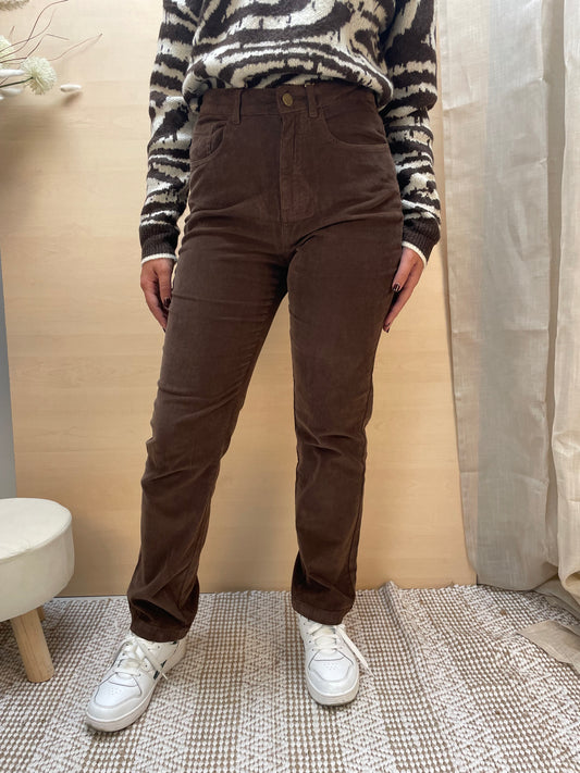 Pantaloni in Velluto a coste sottili - marrone