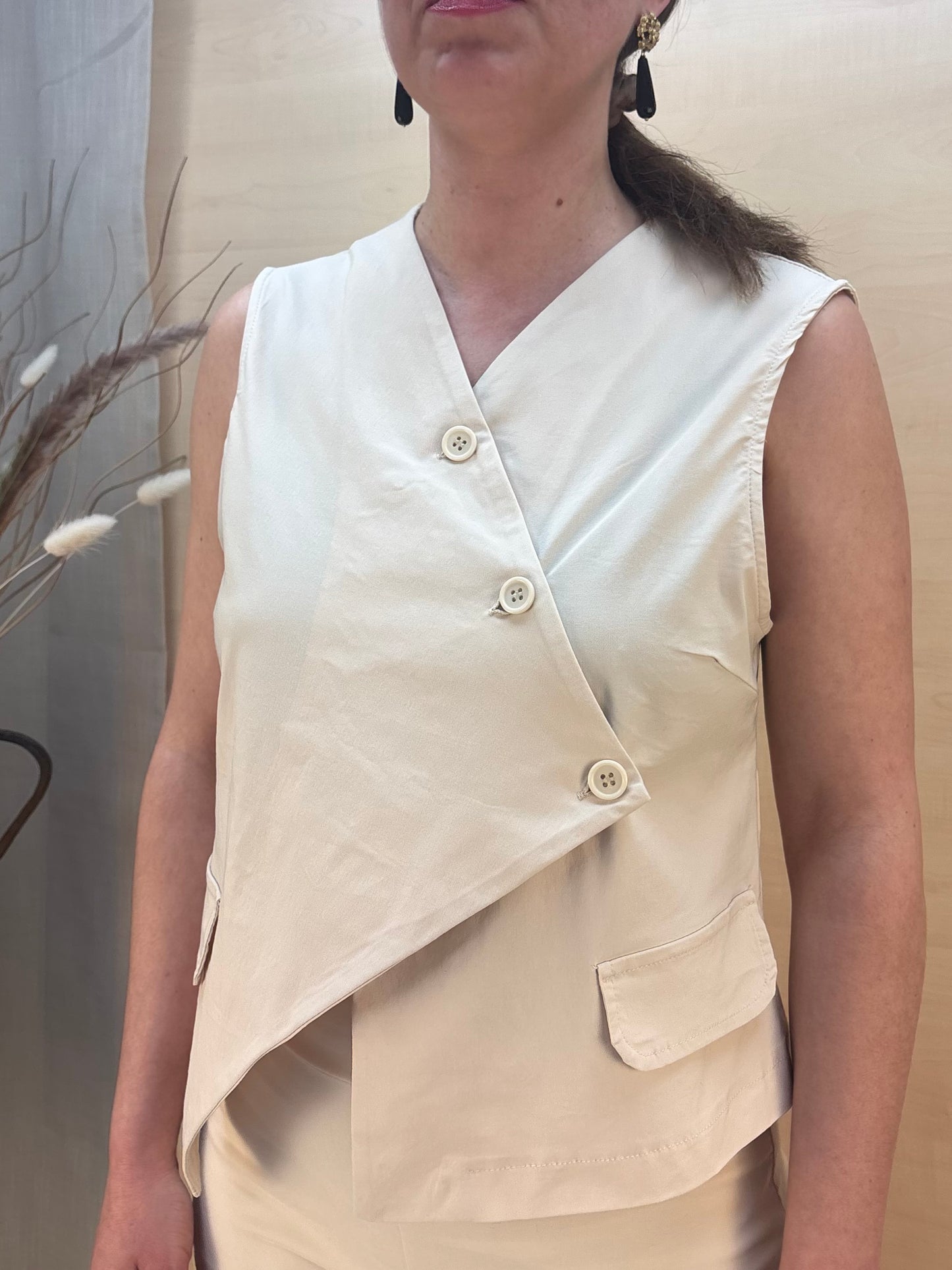 Gilet in bengalina avorio– Karma | Made in Italy