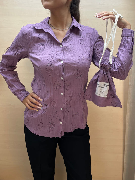 Camicia con stampa volti - in cotone bio
