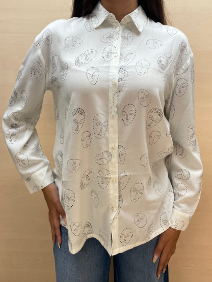 Camicia con stampa volti - in viscosa
