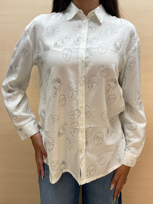 Camicia con stampa volti - in viscosa