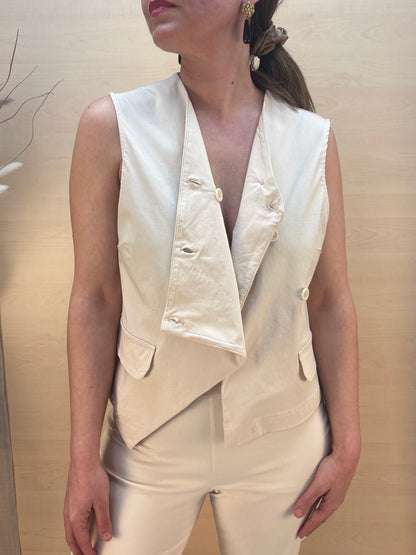 Gilet in bengalina avorio– Karma | Made in Italy