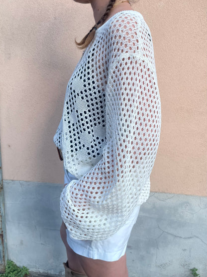 Maglia a rete bianca - in viscosa