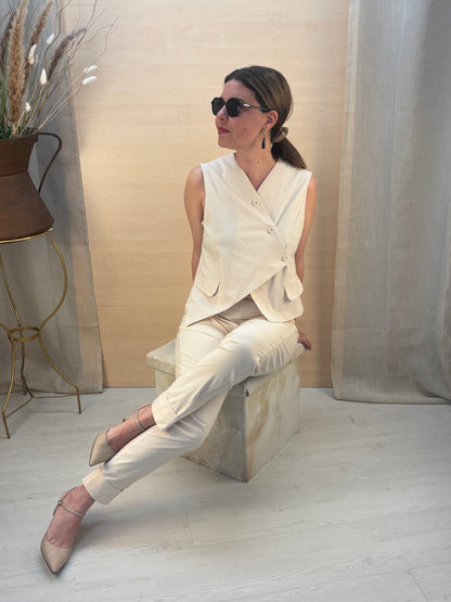 Gilet in bengalina avorio– Karma | Made in Italy