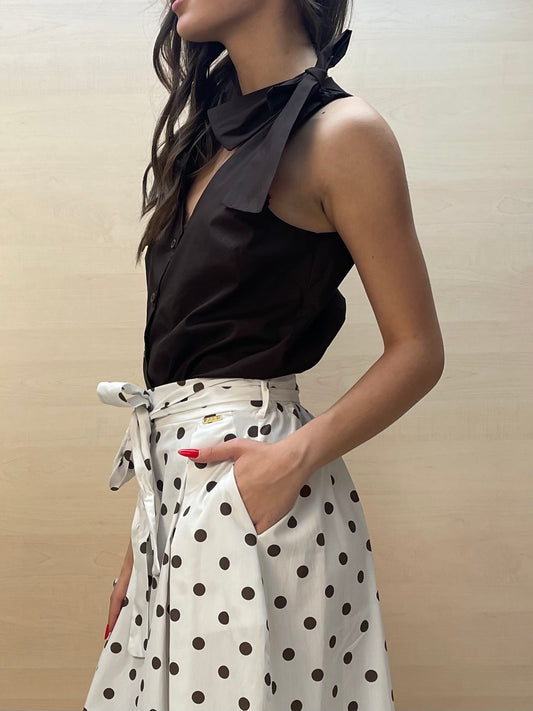 Camicia moka con fiocchi - in cotone