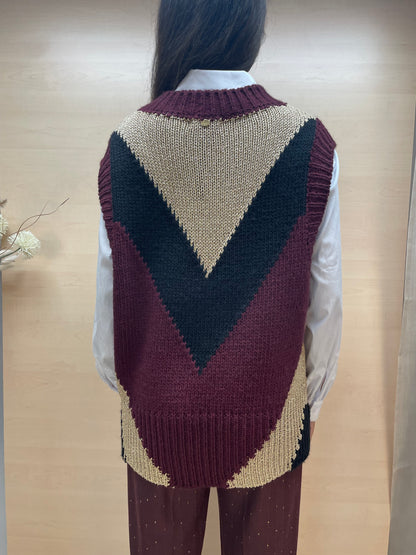 Gilet con motivo geometrico a V