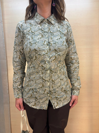 Camicia no stiro fantasia Mar Egeo - in cotone bio