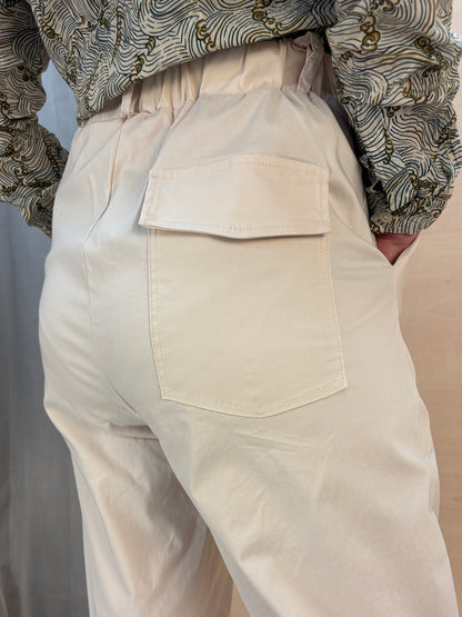 Pantalone carota in bengalina avorio - Karma- Made in Italy