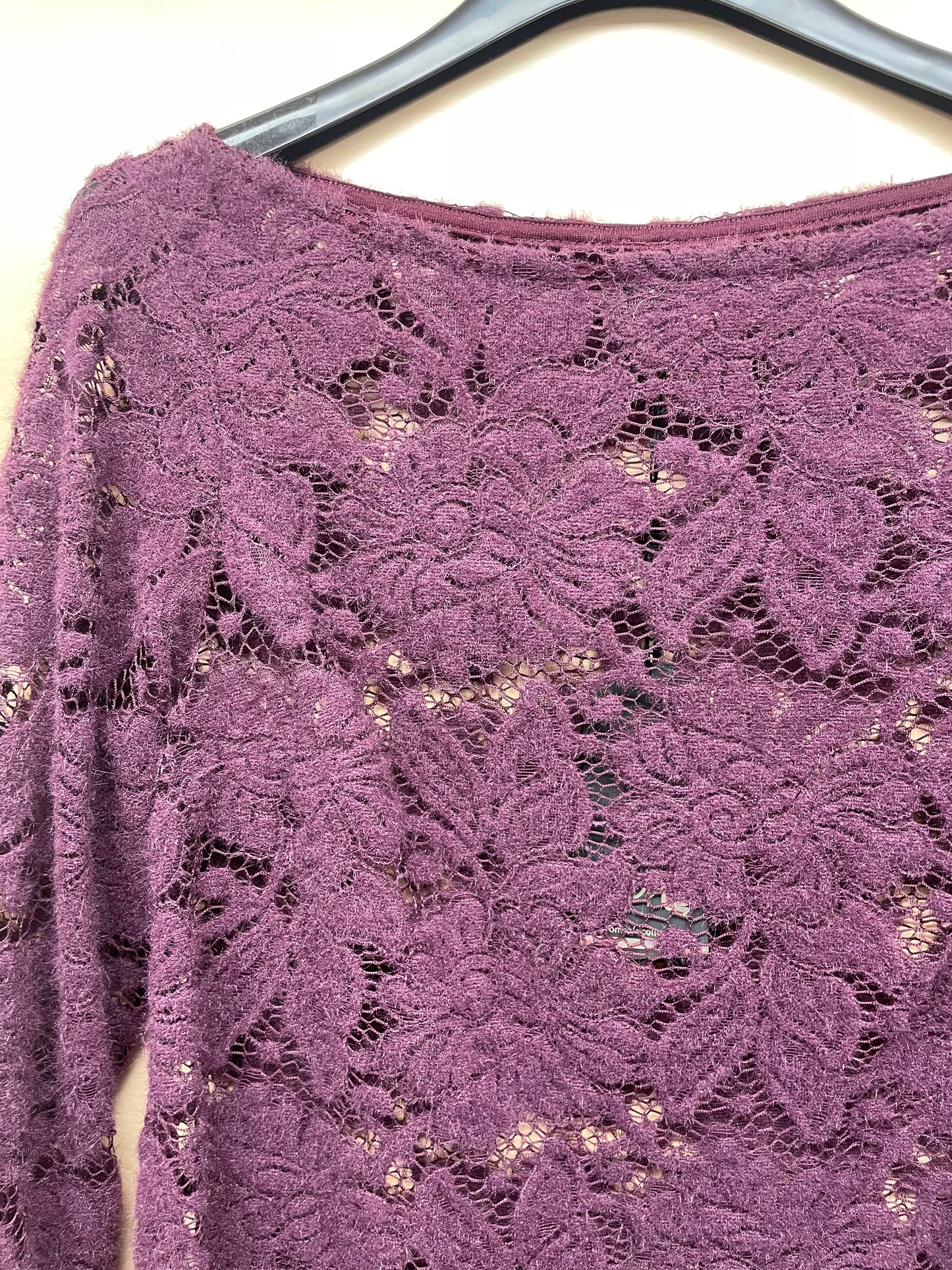 Maglia Burgundy maniche lunghe - in pizzo