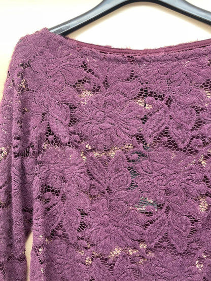 Maglia Burgundy maniche lunghe - in pizzo