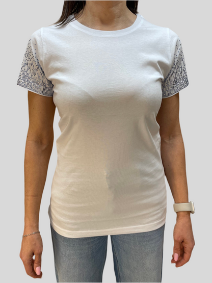 T-shirt con strass - in cotone