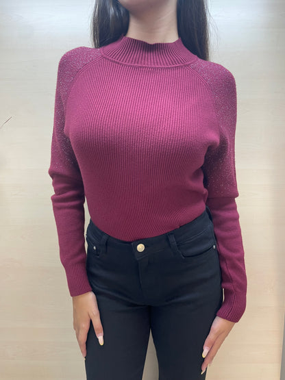 Maglia con lurex col. Amarone - in viscosa