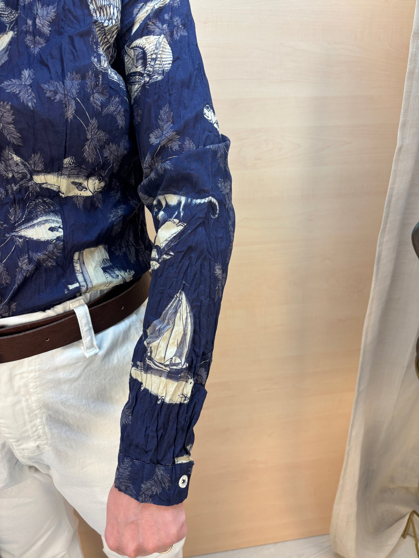 Camicia fantasia a temporale - cotone bio