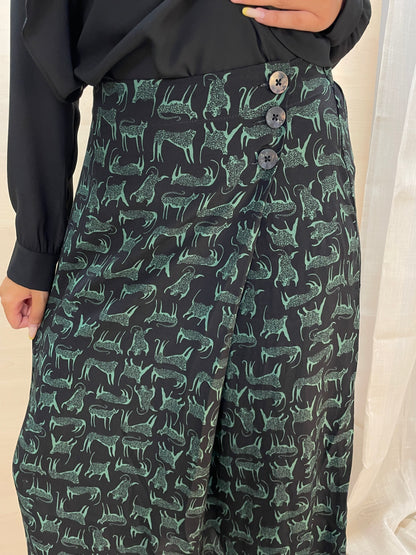 Gonna con stampa animalier felina - in viscosa