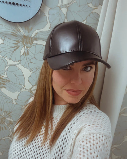 Cappello baseball in ecopelle - nero