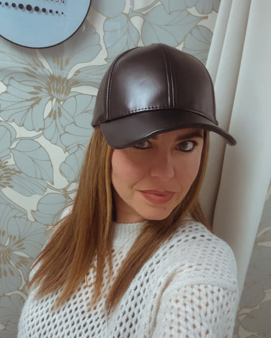 Cappello baseball in ecopelle - nero