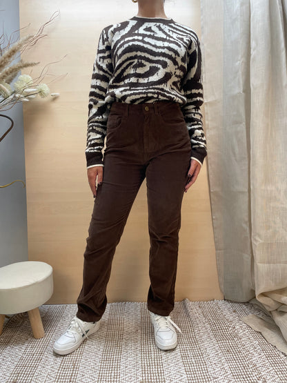 Pantaloni in Velluto a coste sottili - marrone